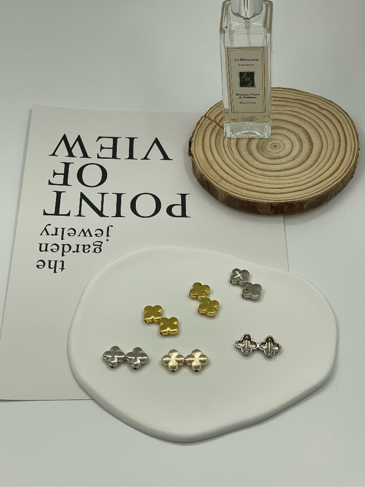 Four-Leaf Clover Decorative Metal Buttons, Double-Sided Ornamental Fasteners for Clothing & DIY Crafts