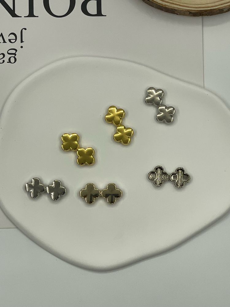 Four-Leaf Clover Decorative Metal Buttons, Double-Sided Ornamental Fasteners for Clothing & DIY Crafts - Image 4