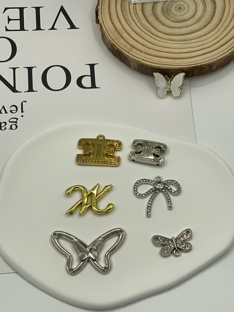 Assorted Shaped Decorative Metal Buttons, Ornamental Fasteners with Rhinestone & Shell Inlay for Clothing & DIY Crafts