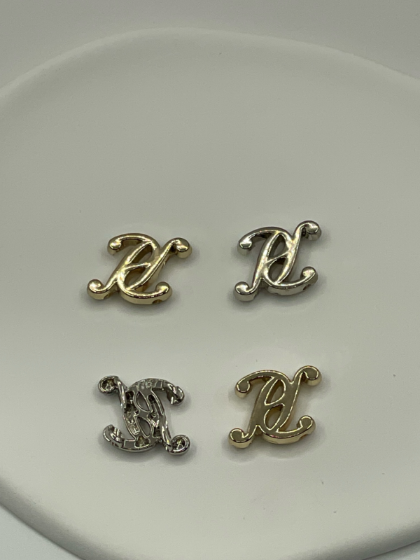 Cursive Letter Metal Decorative Buttons, Gold Silver Hollow Out ...