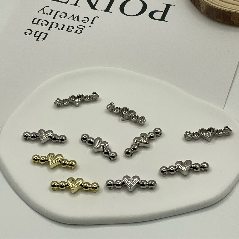 Heart Beaded Metal Link | Customizable & Corrosion Resistant