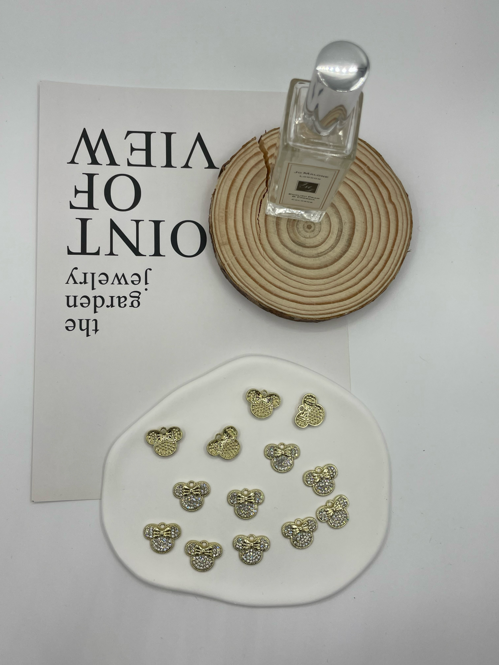 Custom Gold Full Rhinestone Minnie Head Alloy Charms Bow Cartoon Metal Pendants for Clothing Bags Lingerie Decor - Image 4