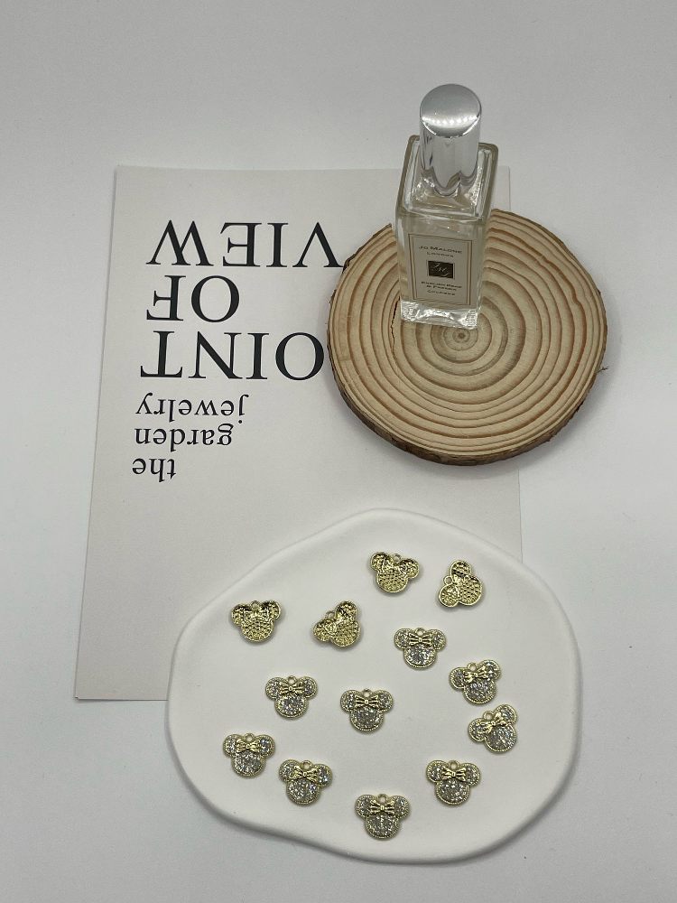Custom Gold Full Rhinestone Minnie Head Alloy Charms Bow Cartoon Metal Pendants for Clothing Bags Lingerie Decor - Image 7