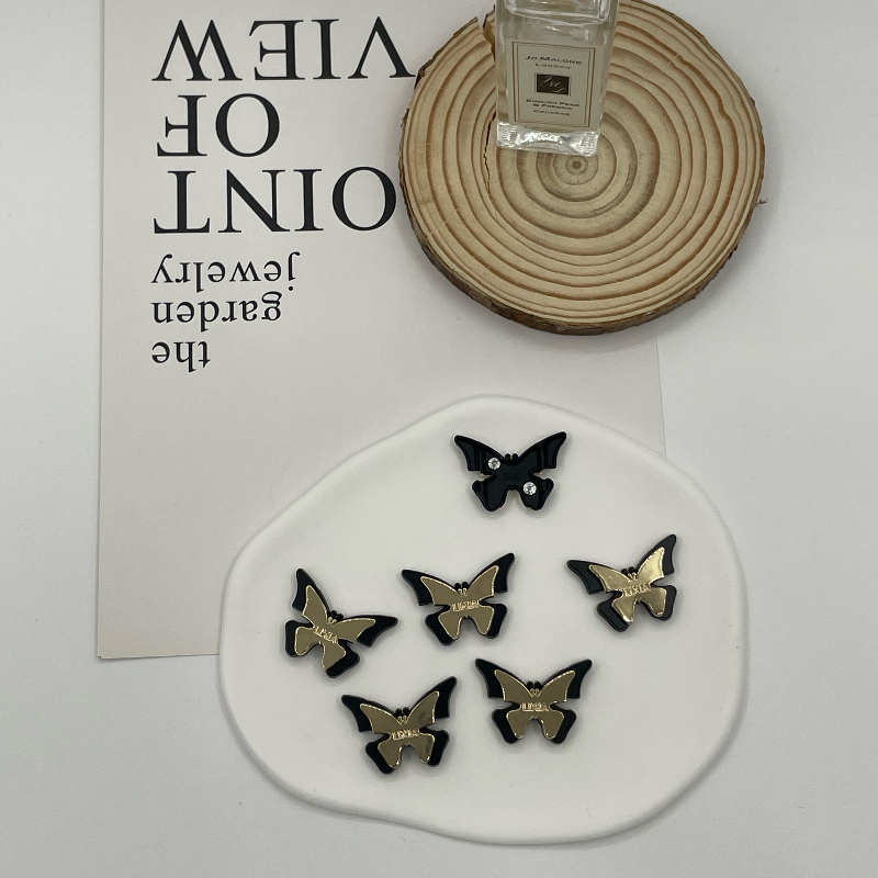 Custom Two-Tone Black Gold Butterfly Metal Connector Charms With Engraved Logo for Lingerie Strap Clothing Decor - Image 2
