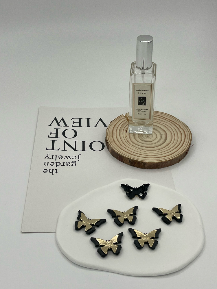 Custom Two-Tone Black Gold Butterfly Metal Connector Charms With Engraved Logo for Lingerie Strap Clothing Decor - Image 3