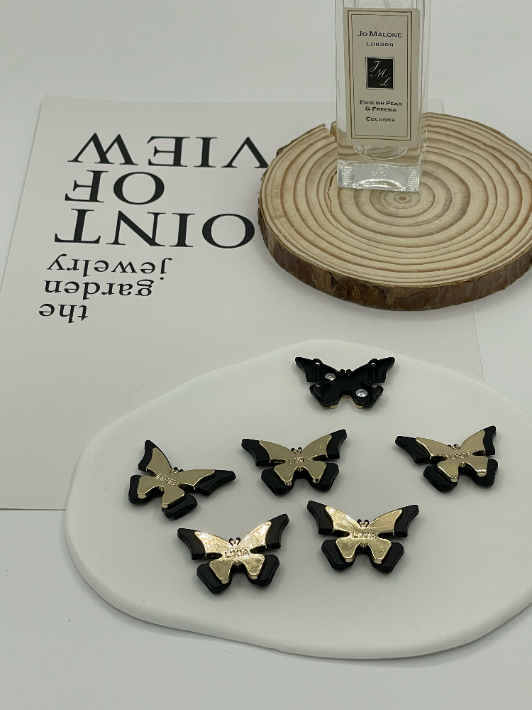 Custom Two-Tone Black Gold Butterfly Metal Connector Charms With Engraved Logo for Lingerie Strap Clothing Decor - Image 4