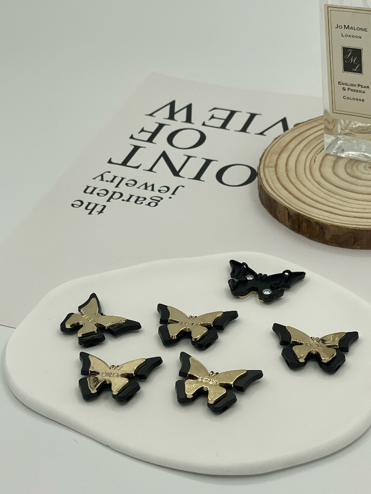 Custom Two-Tone Black Gold Butterfly Metal Connector Charms With Engraved Logo for Lingerie Strap Clothing Decor - Image 5