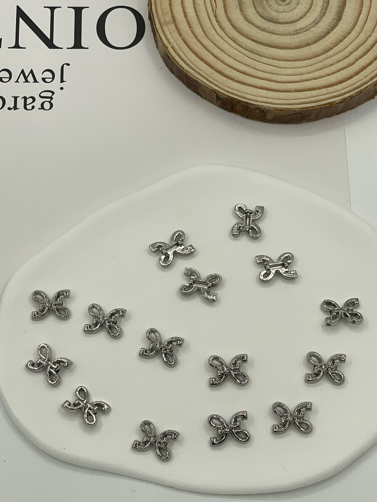 Custom Silver Hollow Ribbon Bow Metal Connector Charms for Bra Lingerie Strap Clothing Decor - Image 6