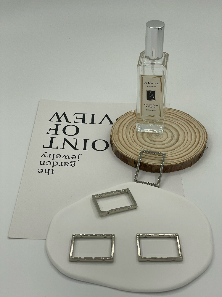 Custom Polished Silver Hollow Rectangle Metal Frame Connector Charms for Lingerie Strap Clothing Decor - Image 3