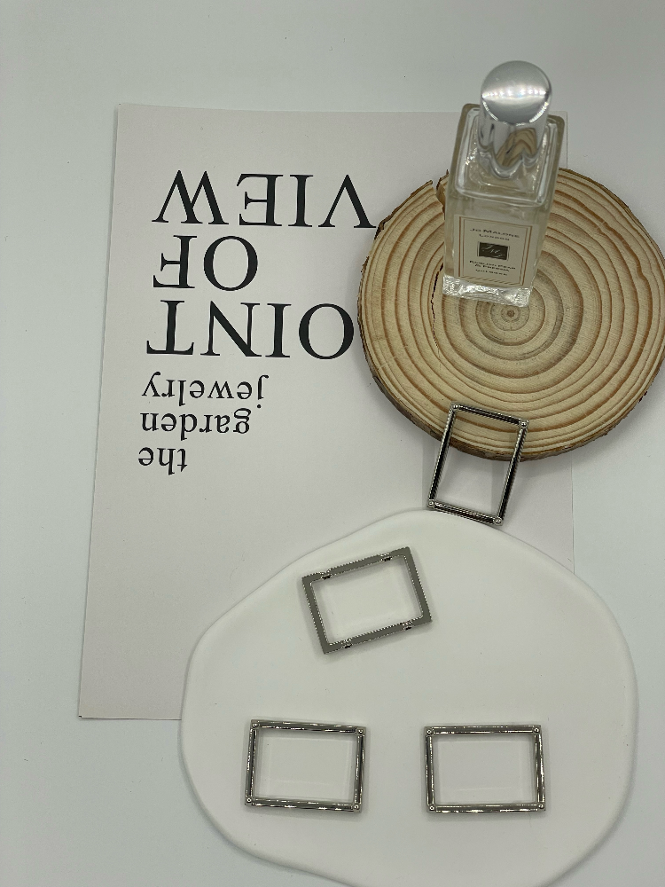 Custom Polished Silver Hollow Rectangle Metal Frame Connector Charms for Lingerie Strap Clothing Decor - Image 4
