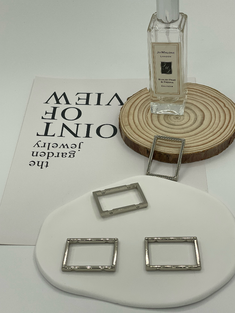 Custom Polished Silver Hollow Rectangle Metal Frame Connector Charms for Lingerie Strap Clothing Decor - Image 5