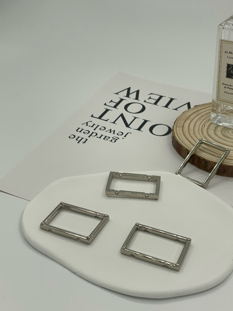 Custom Polished Silver Hollow Rectangle Metal Frame Connector Charms for Lingerie Strap Clothing Decor - Image 6
