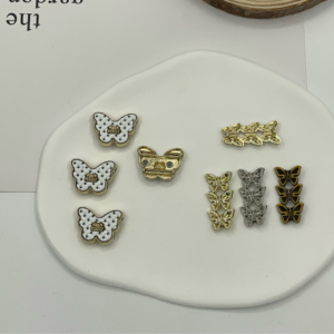 Mixed Style Butterfly Alloy Charms Woven Enamel Single Butterfly & Triple Butterfly Links Multi Tone for Lingerie Strap Decor