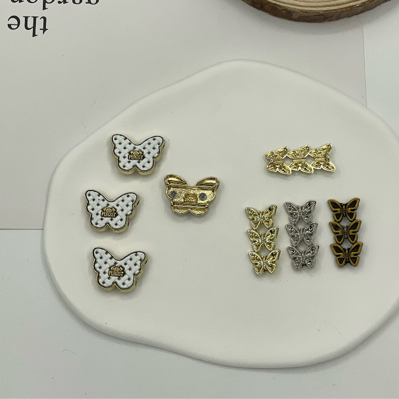 Mixed Style Butterfly Alloy Charms Woven Enamel Single Butterfly & Triple Butterfly Links Multi Tone for Lingerie Strap Decor
