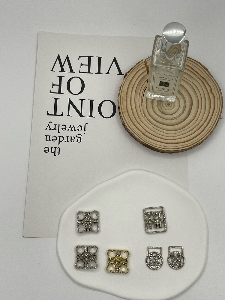 Mixed Square Hollow Metal Charms Four Heart Rhinestone & Letter Logo Square Connectors Gold Silver for Clothing Lingerie Bags Decor - Image 5