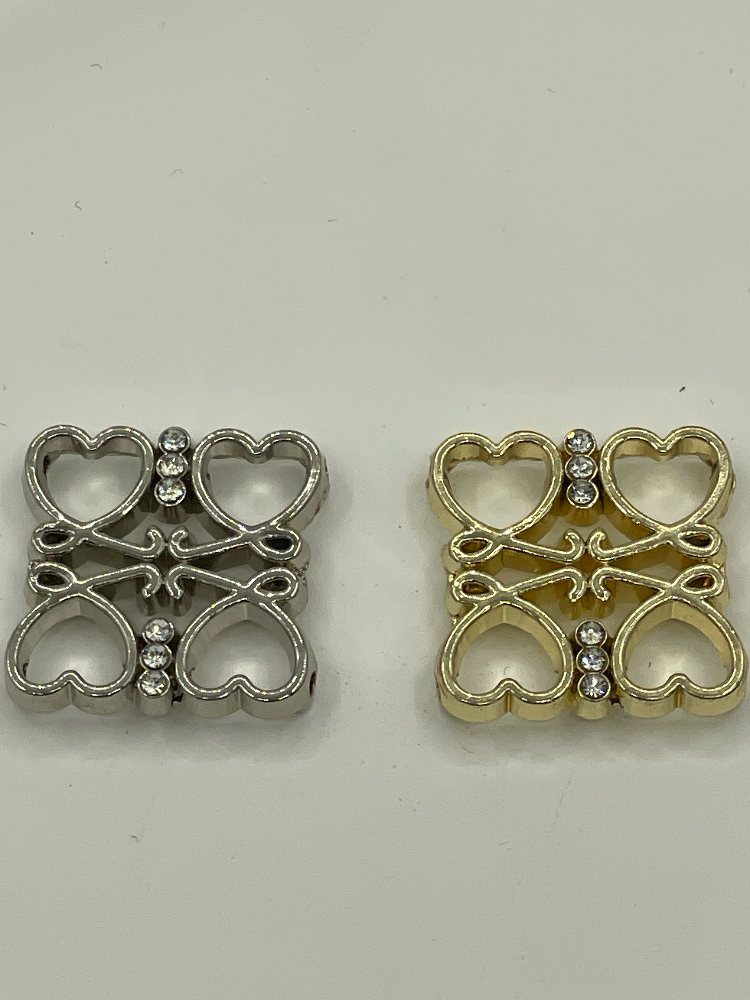 Mixed Square Hollow Metal Charms Four Heart Rhinestone & Letter Logo Square Connectors Gold Silver for Clothing Lingerie Bags Decor - Image 6